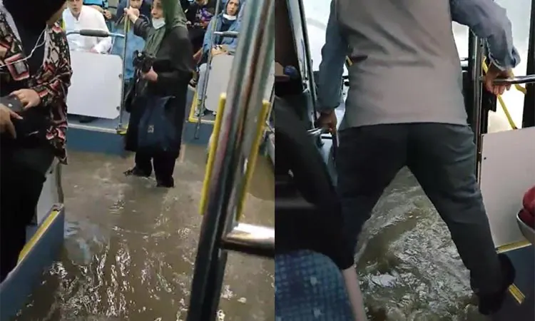 İstanbul'da otobüsü su bastı