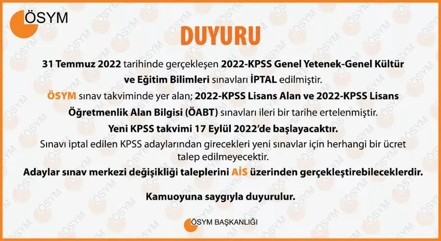 ÖSYM, yeni KPSS takviminin başlayacağı tarihi duyurdu