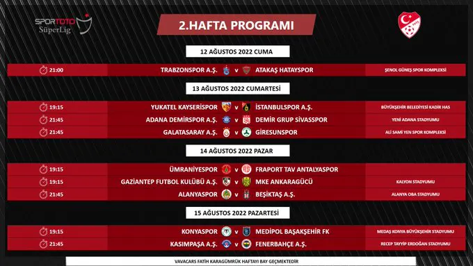 Spor Toto Süper ligde program değişikliği