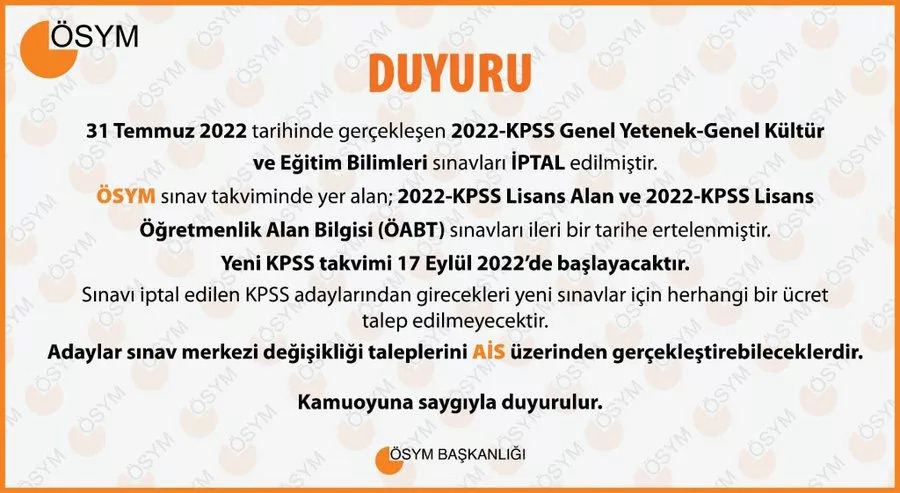 ÖSYM, yeni KPSS takviminin başlayacağı tarihi duyurdu